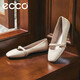 愛步（ECCO）25年夏季新款芭蕾舞鞋方頭羊皮淺口單鞋 舞悅234303 石灰色38