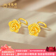 老鳳祥山茶花微微開(kāi)黃金耳釘足金耳環(huán)經(jīng)典耳飾送女友老婆七夕節(jié)生日禮物 經(jīng)典山茶花耳釘(約2.65g)