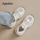奧古獅登（Agsdon）老爹鞋女春季新款水鉆網(wǎng)面透氣跑步鞋厚底運動(dòng)鞋 L251233 米色 37