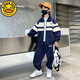 G.DUCKKIDS童裝男童運(yùn)動(dòng)套裝春秋款兒童衣服男孩秋裝新款9-15歲洋氣兩件套 藏青色 常規(guī) 160 建議身高150-160年齡12-14歲