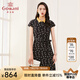 喬萬(wàn)尼女裝新品夏季真絲連衣裙氣質(zhì)修身顯瘦短袖桑蠶絲中長(zhǎng)裙ES2E169501 幻影黑海星花 L