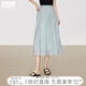 對白輕盈垂感波浪褶半身裙女2025夏新款兩穿設(shè)計(jì)感黑色顯瘦A字裙 灰藍(lán)色 M