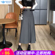 歐貝汐西裝百褶半身裙女2025春秋冬顯氣質(zhì)時(shí)尚長(zhǎng)款小眾百搭a字裙 灰色 L