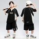 THINKPIRE童裝男童夏季套裝2025新款7-14歲男孩運動短袖短褲兒童球服兩件套 黑色 140 碼建議身高130CM