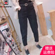AEMAPE白色牛仔哈倫褲顯瘦大碼女胖mm梨形身材蘿卜老爹褲子2025新款夏秋 黑色無(wú)腰帶九分 M 建議100-110斤
