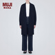 無印良品（MUJI）女式 羊毛混紡牦牛絨 長開衫 長袖針織衫 毛衣女裝上衣 BA1OEA3A 藏青色 S(155/80A)