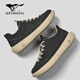七匹狼男鞋秋季2025新款帆布鞋男透氣薄款超輕休閑鞋復古百搭潮流布鞋男 黑色 41