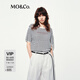 MO&Co.針織衫2025夏新品竹節(jié)肌理感輕薄寬松標(biāo)語印花短袖T恤MBE2SWTT01 藍(lán)白條色 S /160