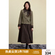 獨(dú)束大碼女裝撞色格紋連衣裙兩件套2024冬季新品通勤時(shí)髦毛呢外套 綠棕格-外套 L (尺碼：2) (尺碼：2)