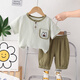 PURCOTTON全棉時(shí)代男童夏裝套裝新款2025洋氣寶寶短袖兩件套嬰兒夏季衣服短褲套裝 綠色_XY24028 100 cm
