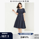 佐丹奴裙子女純棉府綢假兩件抽繩收腰顯瘦圓領(lǐng)連衣裙05464330