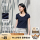 森馬（Semir）短袖t恤女短款小性感亨利領(lǐng)氣質(zhì)2025夏純色修身上衣109325100014