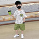 哈羅小黃鴨HAL.DUCK男童夏裝套裝2025新款小男孩夏天薄款衣服寶寶夏季潮流洋氣兒童裝 綠色 90 cm