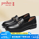 金猴（JINHOU）辦公室優(yōu)雅樂福鞋舒適耐磨大碼單鞋女粗跟低跟工作鞋 黑色 38