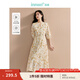 茵曼（INMAN）【商場(chǎng)同款】亞麻再生纖維碎花裙2025春秋女裝新品系帶領(lǐng)連衣裙 落葉黃 M