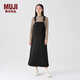 無印良品 MUJI 女式 棉斜紋背帶裙裙子文藝范工裝純棉全棉BE06CC3A 黑色 S(155/62A)