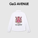 G&G AVENUE 1992法國G&G AVENUE輕奢潮牌老虎頭印花外套秋季時(shí)尚休閑男款長(cháng)袖襯衫 白色/White S