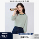 佐丹奴T恤女純棉航海系撞色條紋圓領(lǐng)七分袖上衣女13325213
