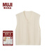 無印良品（MUJI）女式 羊絨 背心 針織毛衣女裝上衣外套冬季 BG69CC4A 米白色 L （165/88A）