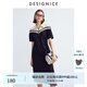 迪賽尼斯（DESIGNICE）2024年夏季新款通勤風(fēng)休閑顯瘦拼接Polo領(lǐng)高腰短袖連衣裙 黑白 M