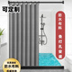 施香曼浴簾套裝折疊桿防水隱形浴房免打孔套裝干濕分離隔斷淋浴室門(mén) 亞麻紋布簾-高級灰 簾寬180*高200+伸縮桿+擋水