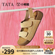 他她TATA厚底勃肯鞋女沙灘運(yùn)動(dòng)涼鞋女外穿涼鞋2025夏4QY02BL5杏色 38
