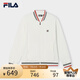 FILA 斐樂官方男士針織長袖外套2025夏季新款舒適簡約休閑棒球服 云白-WT XL 180/100A/XL