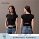 Calvin KleinJeans25春夏女士潮流休閑ck鏤空辣妹正肩羅紋重磅短袖T恤47AB208