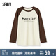 森馬長(zhǎng)袖T恤女中長(zhǎng)款大印花撞色插肩袖寬松內(nèi)搭上衣101124101012