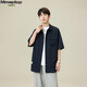 MMOPTOP日系冰絲薄款皺感工裝襯衫短袖夏季男多口袋半袖MCS21d藏青3XL