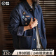馬登工裝 美式復(fù)古刺繡徽章牛仔夾克男春季重磅水洗翻領(lǐng)休閑外套 牛仔藍(lán) XL