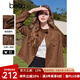 百圖betu女裝2025春季新款短外套休閑工裝夾克麂皮絨短外套女2501T40 駱駝色 M