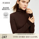 AMII2024冬新款高領(lǐng)純色修身高彈保暖全羊毛衫毛衣女 咖色（高領(lǐng)） M (160)