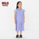 無(wú)印良品 MUJI 大童 喇叭袖 連衣裙 兒童裙子童裝CB1JWA4S 紫色 150/68