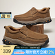 駱駝（CAMEL）男鞋新款韌磨砂牛皮止滑耐磨樂福套腳經(jīng)典休閑皮鞋男 G13A307157咖啡 40
