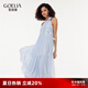 歌莉婭掛脖連衣裙女夏2025新款多巴胺絕美裙子度假長裙1CDR4K620 11U天藍 XS