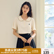 獨束大碼女裝減齡娃娃領(lǐng)休閑POLOT恤2024年夏季新款簡約氣質(zhì)上衣 米杏色 L (尺碼：2) 拍前和客服確認尺碼