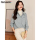 品彩（PinCai）長(cháng)袖襯衫女通勤簡(jiǎn)約刺繡燈芯絨厚襯衫雙口袋設計上衣P144C6004