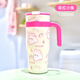 象普（SHINPUR）大容量健身冰霸杯女生可愛(ài)吸管杯316不銹鋼水杯學(xué)生上學(xué)保溫杯 玫紅小兔1200ml【雙飲+把手】
