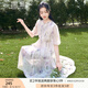 香影紫色碎花連衣裙女2025夏季新款法式泡泡袖仙氣高腰雪紡仙女裙 紫色 M