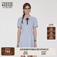 Teenie Weenie小熊女裝連衣裙2025夏季新款清新簡約學院翻領(lǐng)短袖裙 淺藍色 S