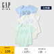 GAP【三件裝】嬰童2025春季新款棉質(zhì)小熊短袖連體衣爬服687137