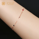 ZJUZ18K金手鏈四葉草玫瑰金彩金女款A(yù)U750玫瑰金情人節(jié)七夕禮物送女友 玫瑰金色 紅色四葉草手鏈16+2cm