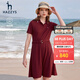 哈吉斯（HAZZYS）女裝 夏款學院風甜美時尚連衣裙AQWSE03BX03 酒紅色WN M (160/84A 38)