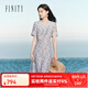 菲妮迪（FINITY）菲妮迪連衣裙秋季新款絲麻混紡印花寬松裙子女 紫色印花 M