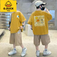 G.DUCKKIDS男童t恤短袖套裝2025新款中大胖童男孩夏季韓版兩件套兒童帥衣服 南瓜款黃色夏季套裝 120 (身高110CM左右)