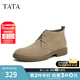 他她（TATA）男士靴耐磨舒適復(fù)古時尚沙漠靴加絨皮翻毛男靴休閑皮鞋VVX03DD2 駝色 41