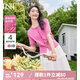 歐莎（OSA）糖果多色紐扣針織衫女薄款夏天2025高檔品牌洋氣短袖設(shè)計感上衣 玫紅色 L