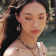 AJIDOU阿吉豆耳環(huán)女【線下商城同款】復(fù)古水晶吊墜流蘇耳墜耳飾送老婆