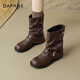 達芙妮棕色美拉德靴子女秋季2025新款褲管靴堆堆短靴西部牛仔馬丁靴